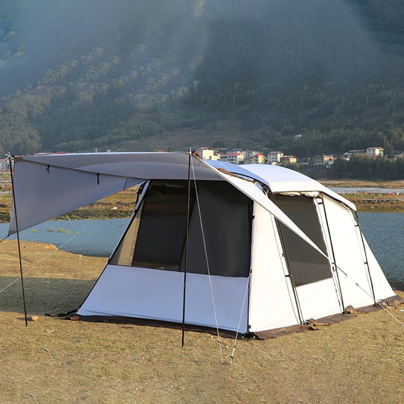 Imagem -04 - Grande Túnel Espaço Tent Outdoor Camping Turista Anti-storm Protetor Solar Salão Quarto de Dormir Viagens em Família Car Rear Tarp 48 Pessoas