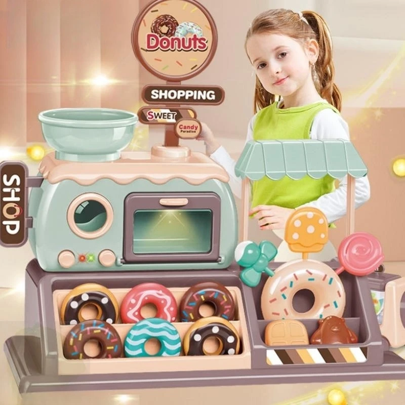 

Children'S Supermarket Cashier Coffee Shop Beverage Vending Machine Play House Simulation Toys Donut Girls Birthday Gifts