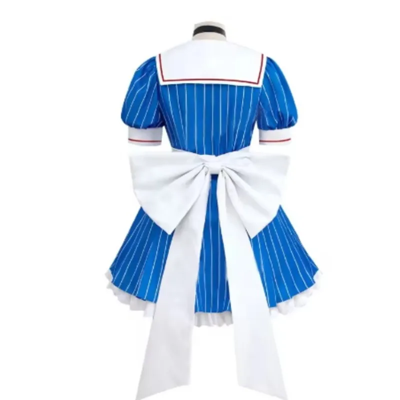 Blue Miku Cosplay Costumes Anime Mesmerizer Hatsune Uniform Striped Maid Dress Hat Apron Suit Halloween Christmas Carnival Party