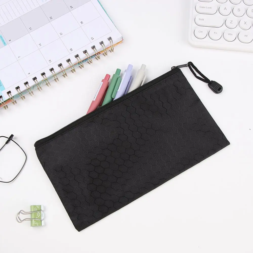 1pc Oxford Cloth File Folders Stationery Bag Test Paper Storage Bag Waterproof Zipper Pencil Case Pen Bag Document Bag