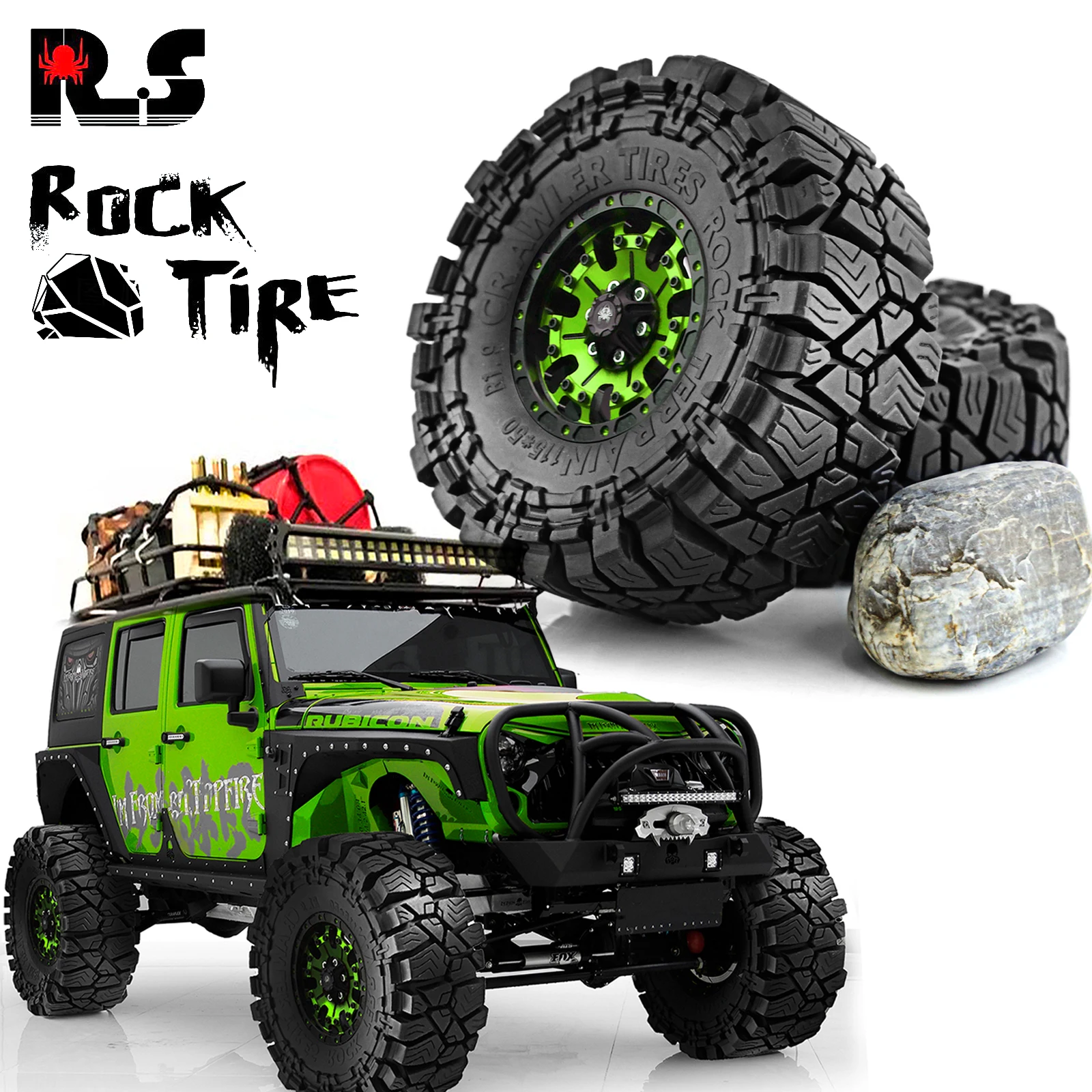 

4pc Metal 1.9 Beadlock Wheel Rim Tires Set for 1/10 RC Crawler Car Axial SCX10 III AXI03007 90046 TRX-4 Redcat GEN 8 R145