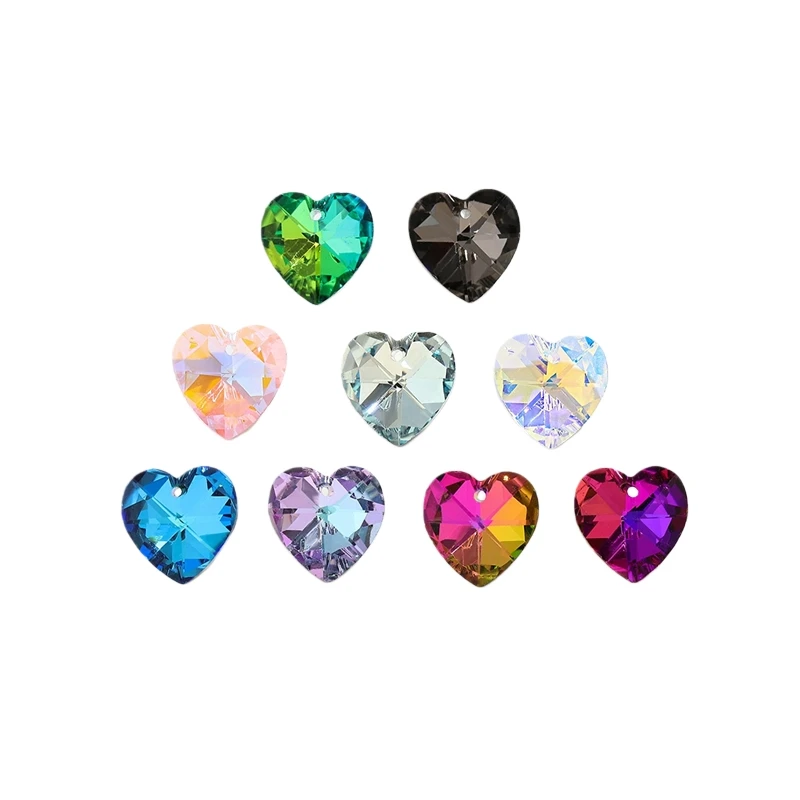 BoYuTe (50 Pieces/Lot) 14-18mm Heart Rhinestone with Hole Handmade DIY Jewelry Materials