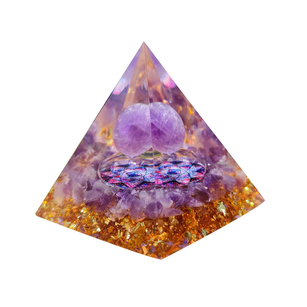 Energy Healing Stone Crystal Orgonite Energy Pyramid Home Office Decor Ornaments