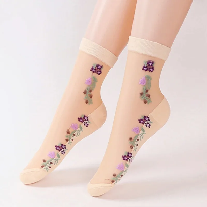 5 Pairs Women's Spring Summer Mid Tube Socks Wholesale High Quality Breathable Anti Slip Anti Hook Thin Lightweight Comfortable image 5