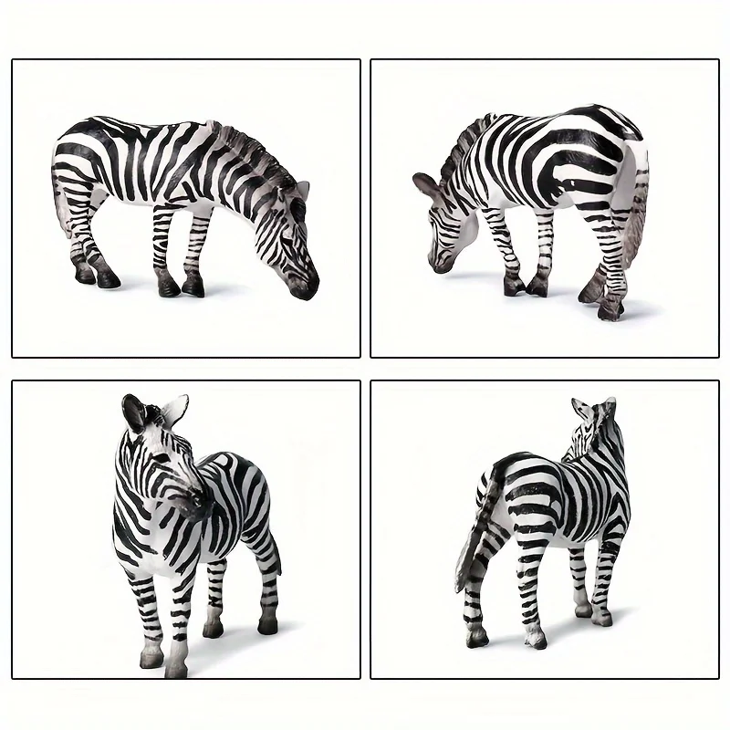 Realistic Zebra Figurine Toys,Zebra Family Model Figure Forest Animals Figurines Toys Model Desktop Decoration Educational Toy