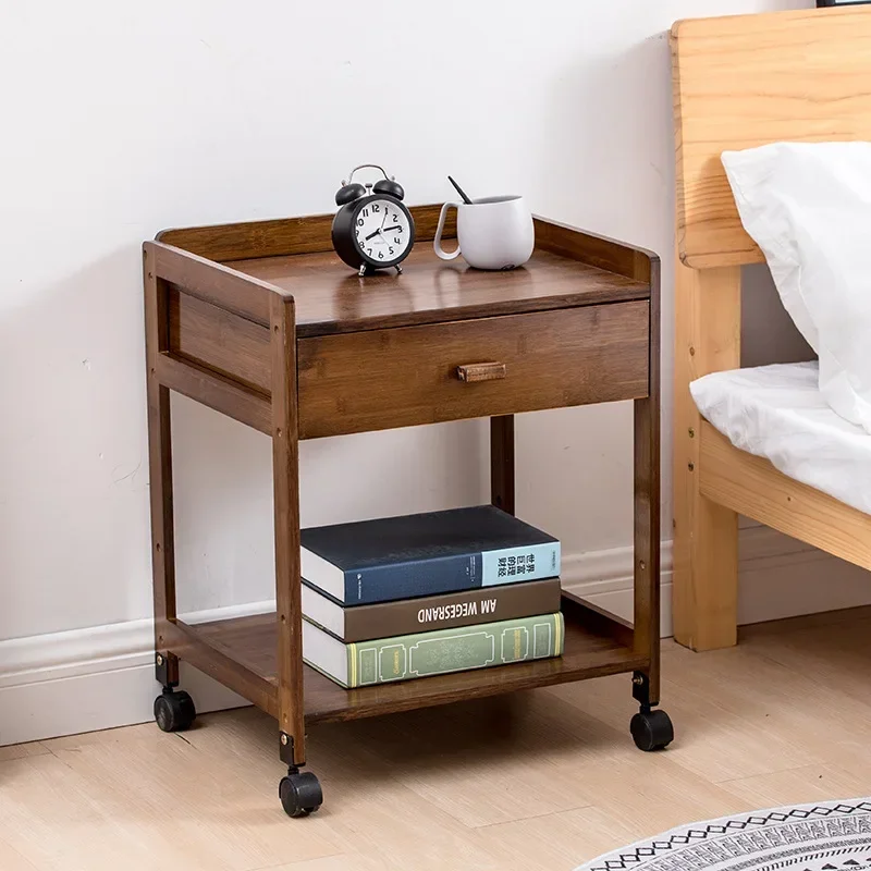 Modern Minimalist Bedroom Drawer Bedside Table Bamboo Living Room Storage Cabinet Simple Removable Side Table Versatile Modern