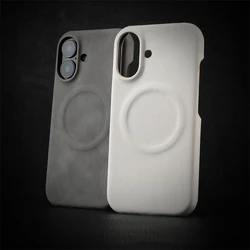 Business Sheepskin Leather Magnetic Phone Case For iPhone 17 Air 12 13 14 15 16 Pro Max Luxury Solid Color Shockproof Hard Cover