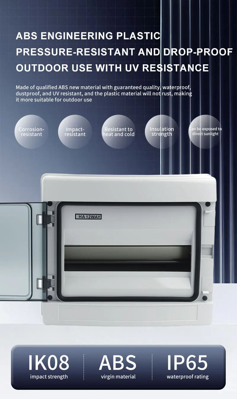HA-Serie Wasserdichte Verteilerdose 4/8/12/18/24 Wege IP65 Outdoor-Anschlussdose ABS-Kunststoff Elektrisches Gehäuse Schaltkasten – Detail 3