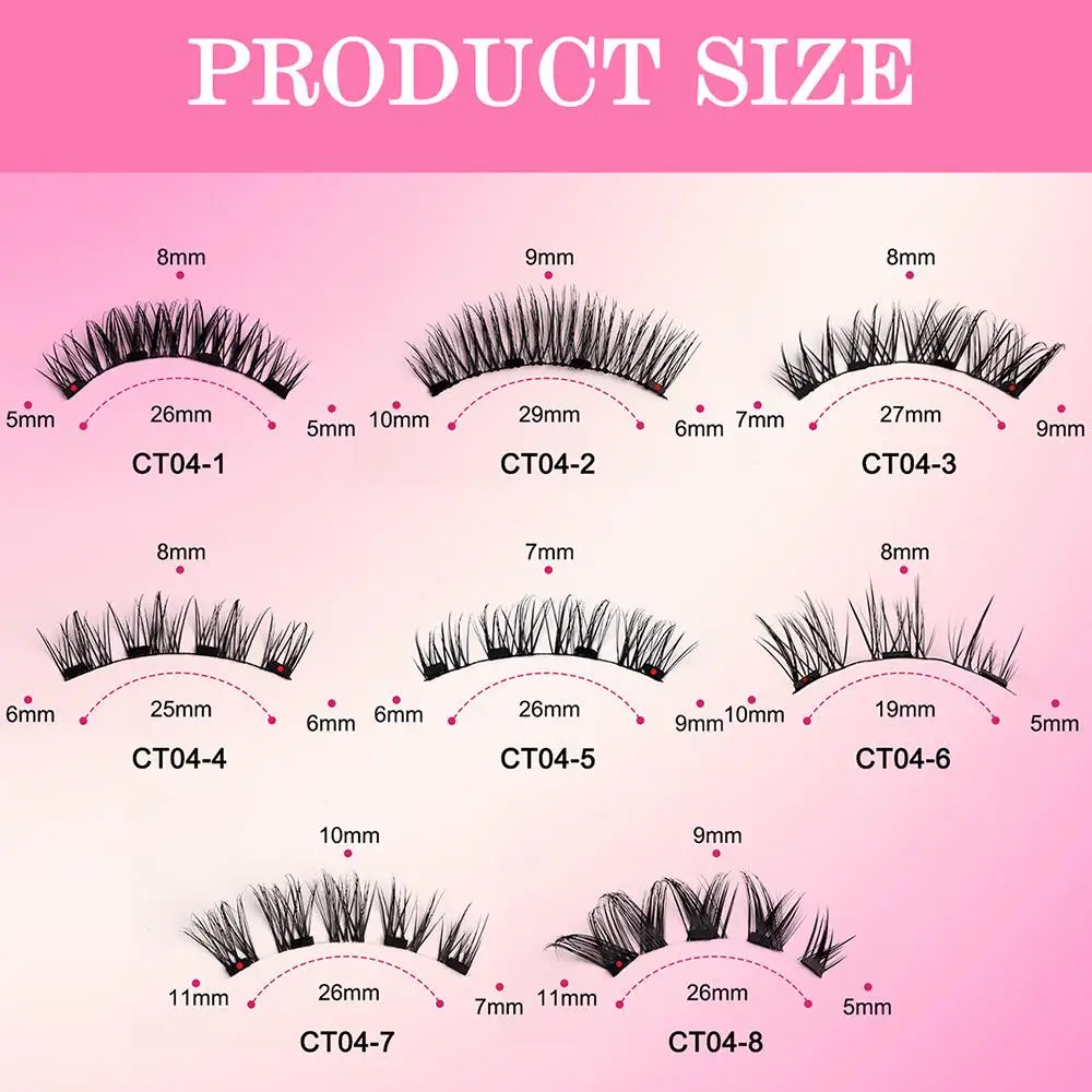 1 Pair Reusable Magnetic False Eyelashes Multi-style 3D Curl Magnetic Eyelashes Kit Easy To Wear No Glue Eyelashes Supplies