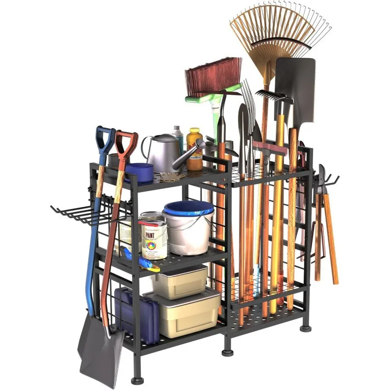 Heavy duty 6-story garage tool rack, metal garden gardening storage rack, indoor and outdoor general tool rack
