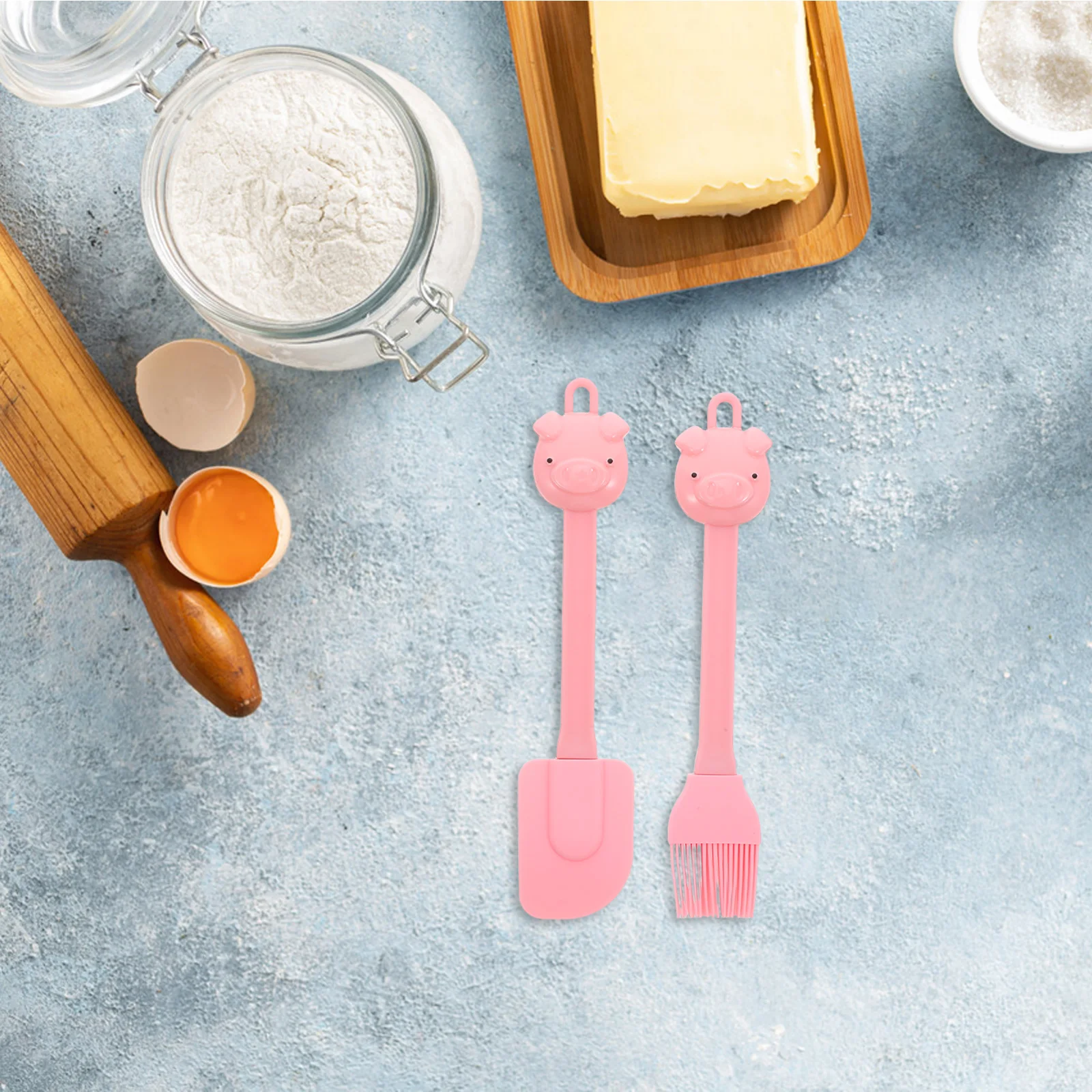 

1Set Cartoon Pig Shape Silicone Baking Tools Kitchen Brush Scraper Heat Resistant Cake Cream Scraper Pink