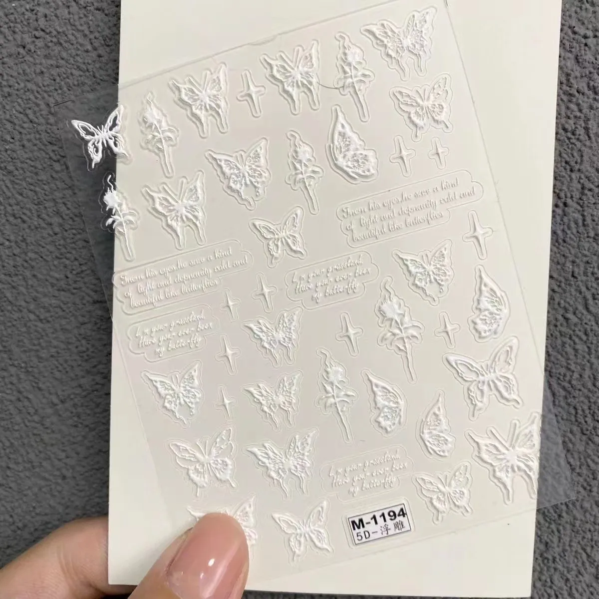 

3D Relief Star Butterfly Nail Stickers Liquid Hollow Design Black White Self Adhesive Waterproof Decals for Manicure Supplies