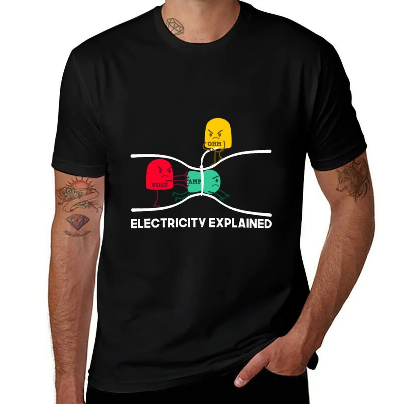 Electricity Explained T-Shirt Urban Style Casual Short Sleeve Top T-Shirt