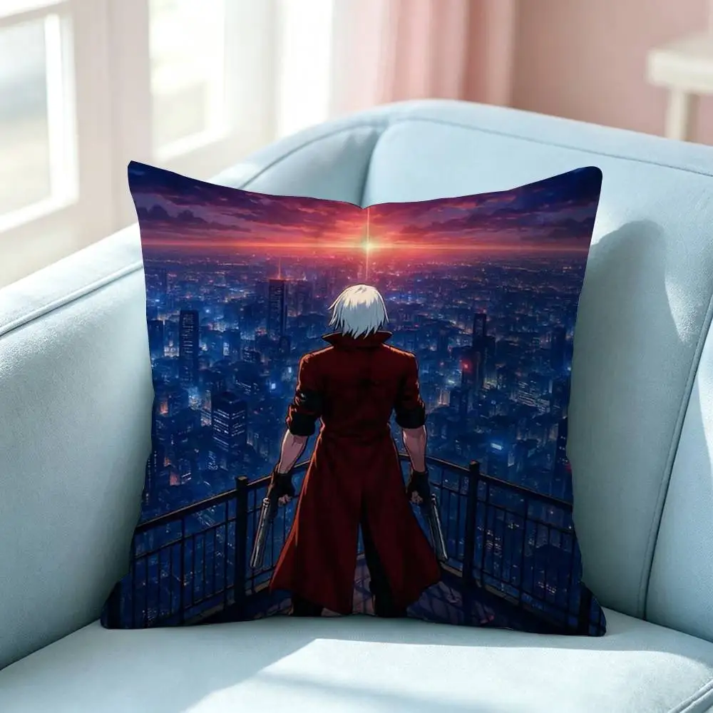 Game D-Devil May Cry 5 Pillow Case Square Double-Sided Sofa Cushion Cover Bedroom Bedside Pillow