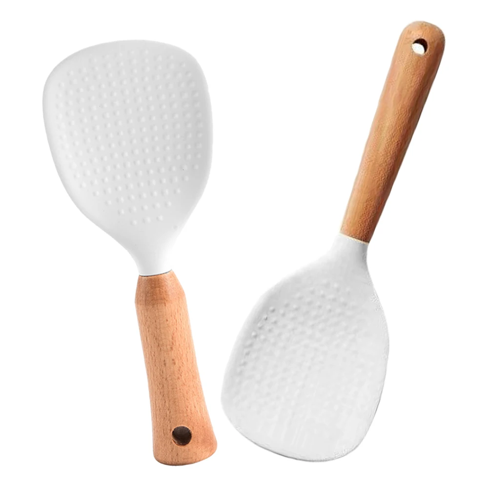 

2Pcs Rice Set Nonstick Silicone Kitchen Multipurpose Scoop Utensils Home Cooking Ladle Serving Tool Multipurpose Scoop