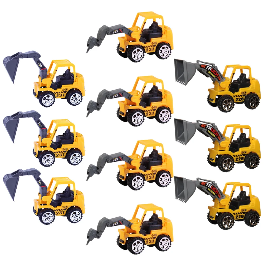 10 Pcs Construction Vehicle Toy Pull-Back Excavator Dumper Truck Kids Cars Toys Plastic Model Engineering Playset Child