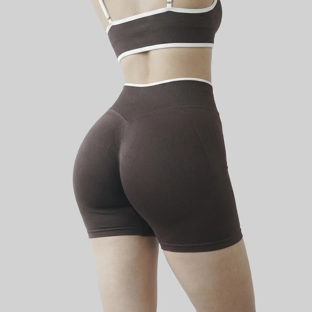 Damen High-Waist Nahtlose Yoga-Shorts Sommer Hochelastische Gym-Shorts Laufshorts Pilates-Bekleidung Radsport-Trainingsshorts – Detail 23