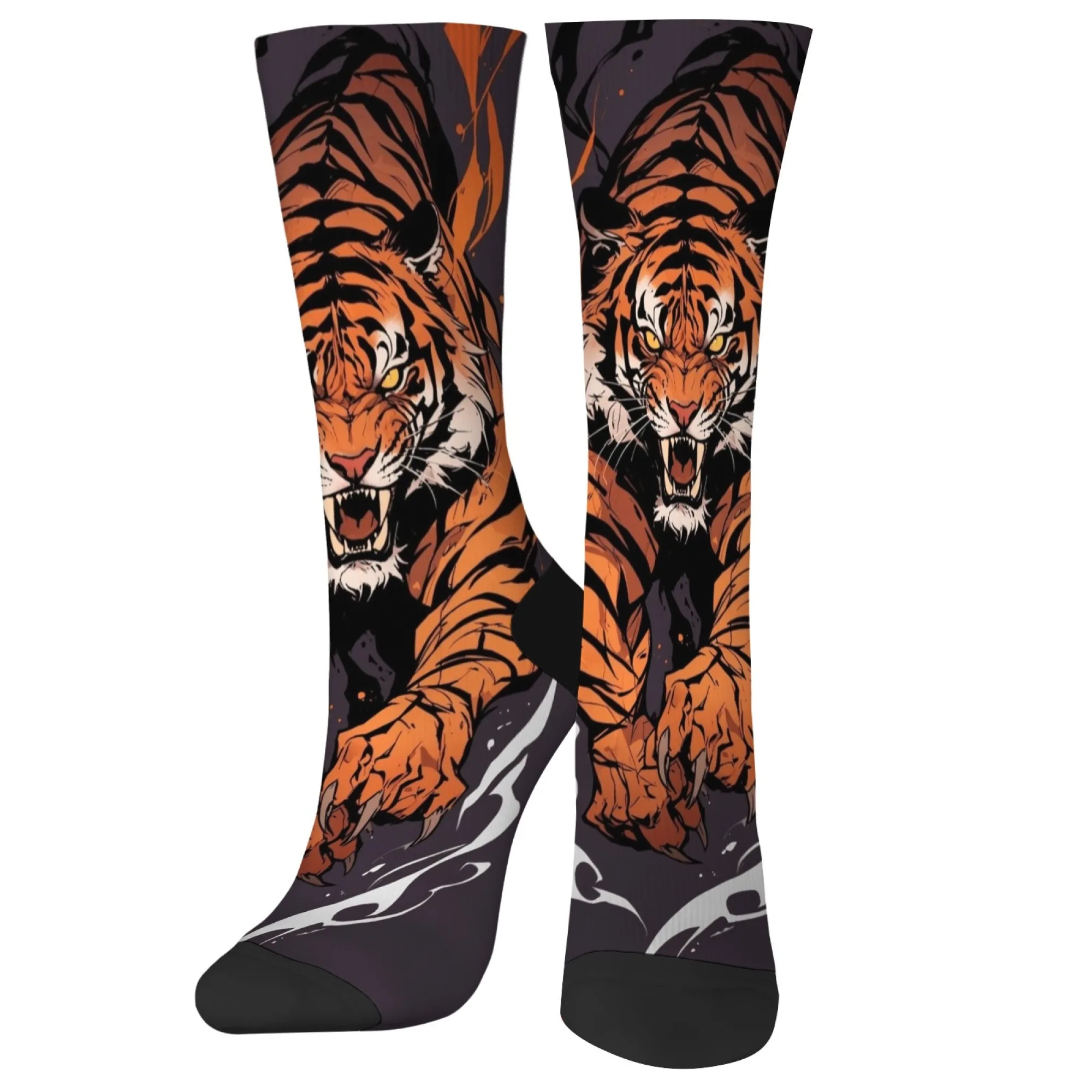 Unisex Fierce Tiger Print Asian – inspirierte Crew-Socken, Bold Art, bequem, Street Trendy Fashion Hip Hop Festival Gift Socken