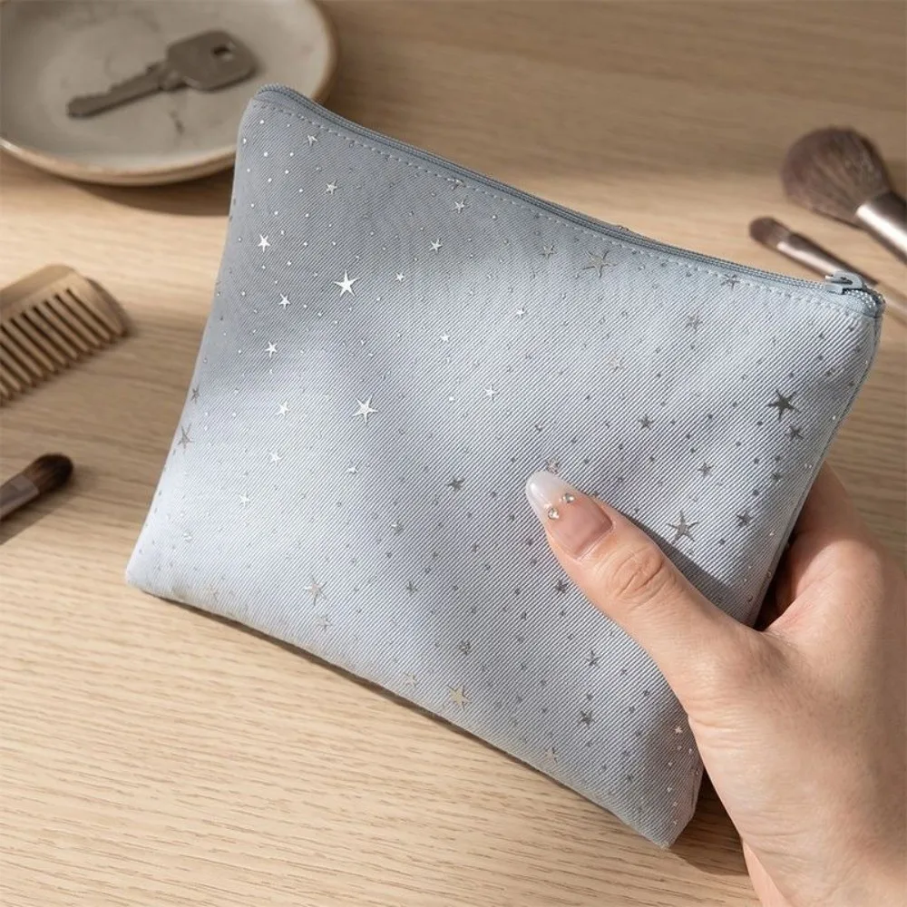 Multi-purpose Silver Star Print Makeup Bag Large Capacity Portable Toiletry Bag Makeup Organizer Home&Travel