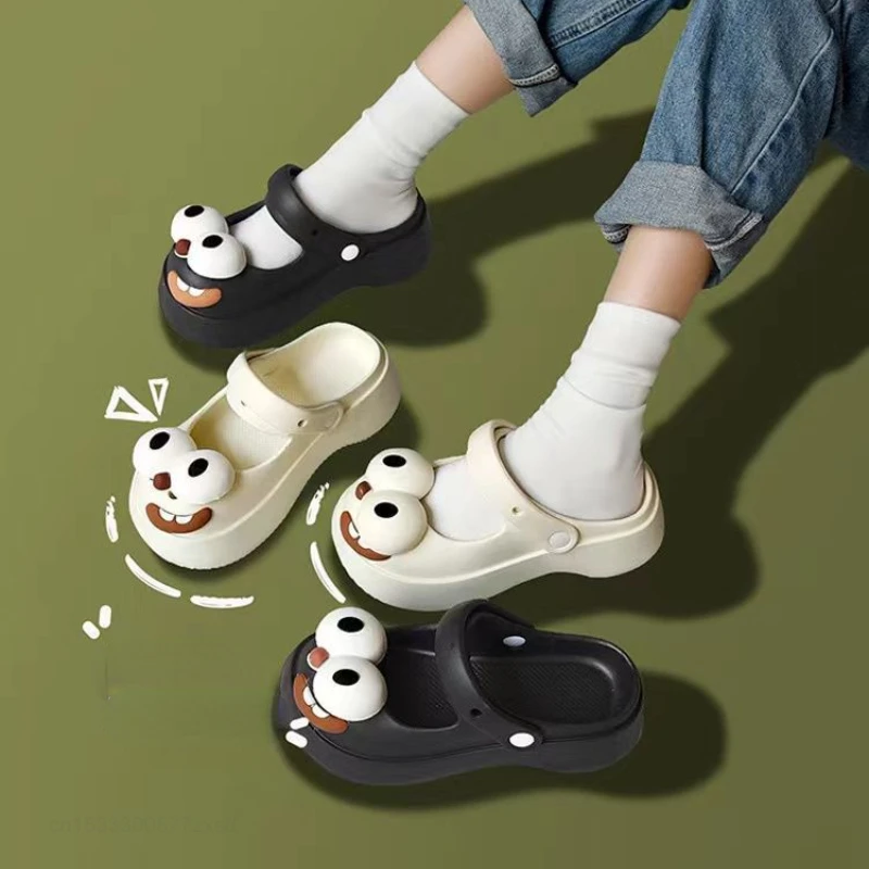 Сандалии Xiaomi Mijia женские с большими глазами, красивые модернизированные шлепанцы для дома и улицы, босоножки для ванной, удобные дышащие, с закрытым носком, весна-лето