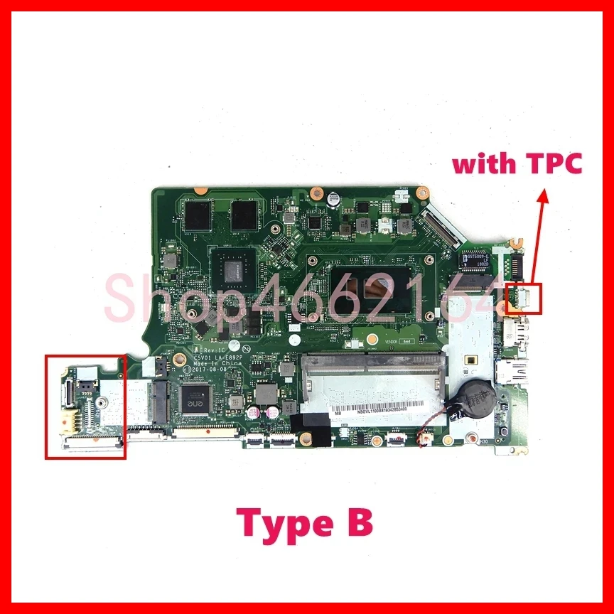 Imagem -03 - Placa-mãe para Acer Aspire La-e892p A51551g A615-51g A315-53g Placa-mãe com Cpu i3 i5 i7 A517-51g Gpu 0g Ram 4g