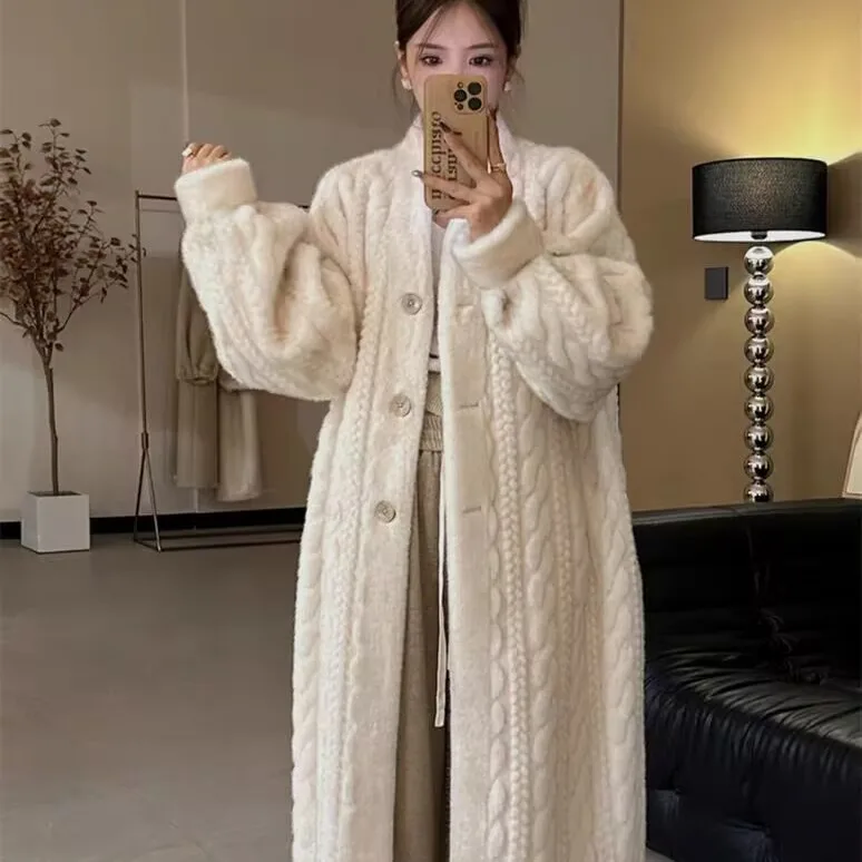 2025 Autumn and Winter Warm Long Cardigan Coat Fur Imitation Fur Women's Coat