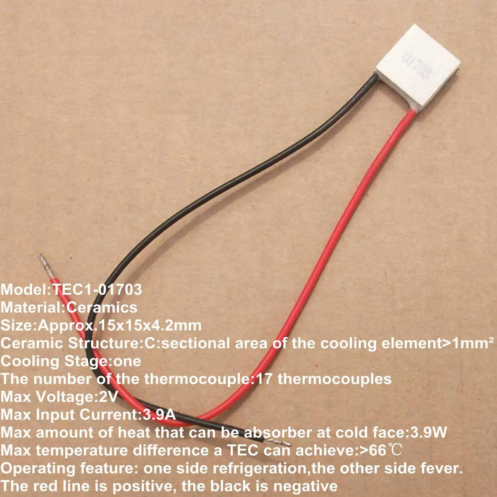 15x15x4.2mm 3.9A 2V 3.9W TEC1-01703 Thermoelectric Cooler Peltier Heatsink