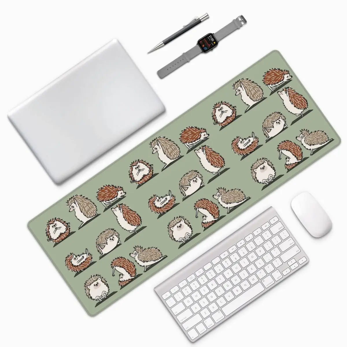Hedgehog Yoga Large Mouse Pad Computer Keyboard Mouse Mat Gaming PC Laptop Desk Mat Office Accessories Table Mats