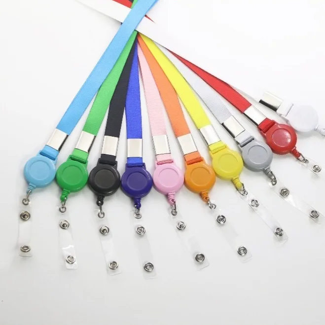 Retractable Work Permit Lanyard Plastic Easy-pull Buckle Card Sleeve Employee Card Neck Strap ID Tag Lanyard
