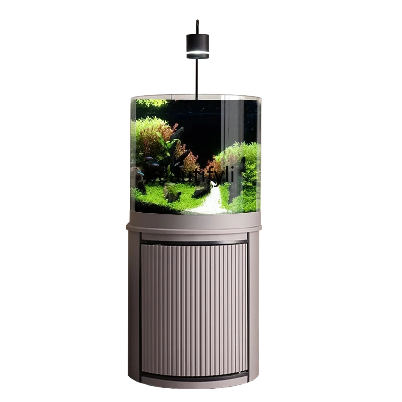 

Creative New Fish Globe Living Room Home Landscape Super White Glass Aquarium Back Filter Locker