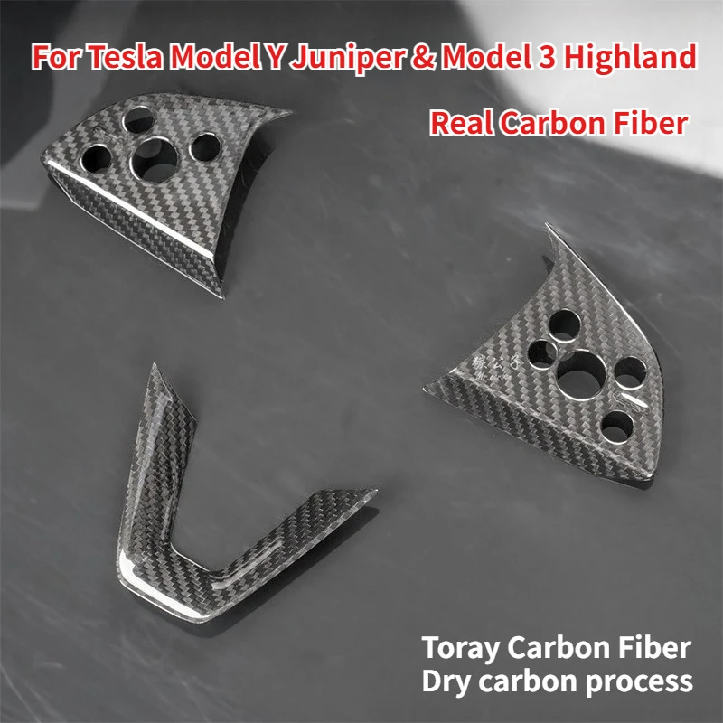 

Для Tesla Model 3 Highland Model Y Juniper 2025 Накладка на руль 3K240G Настоящее углеродное волокно 3 шт. Автомобильные аксессуары