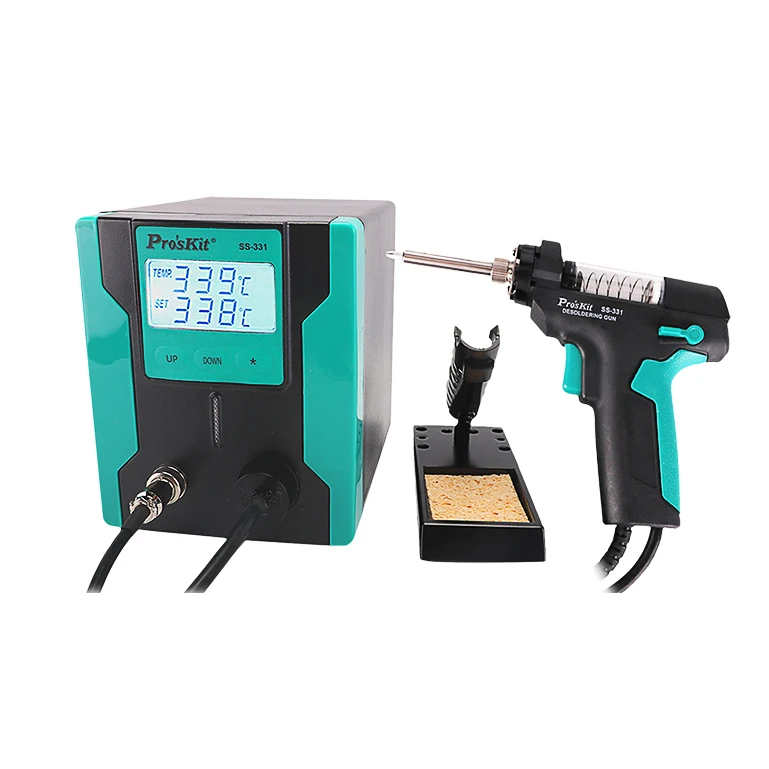 Bomba de desoldagem para reparo de placa pcb pro'skit SS-331H esd lcd digital bga bomba de sucção de estanho elétrica desoldering sucção