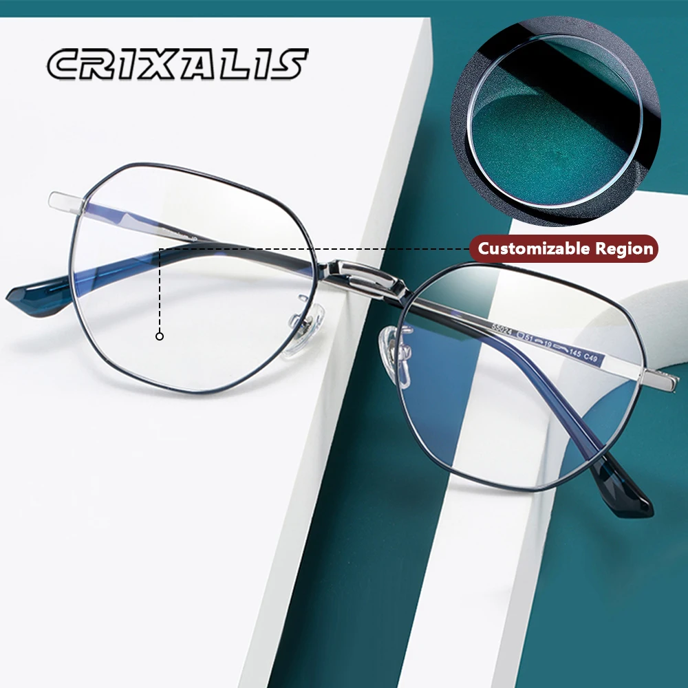 

CRIXALIS Vintage Prescription Customization Glasses Women Men Polygon Titanium Eyewear Frames Fashion Optics Presbyopic Lens
