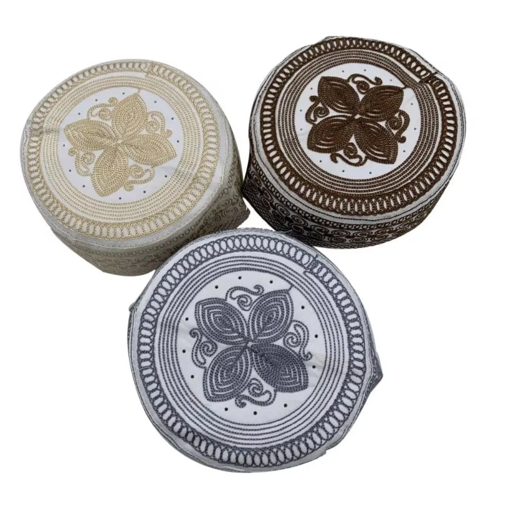 

Traditional Muslim Hat Ethnic Style Breathable Prayer Hat Comfortable Round Islam Flat Cap Middle East Culture