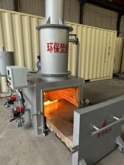 Diesel Pet Incinerator Dual Chamber Refractory Lined Carbon Steel 220V Push-Pull Cremation Bed Twin Burners for Pet Cremation