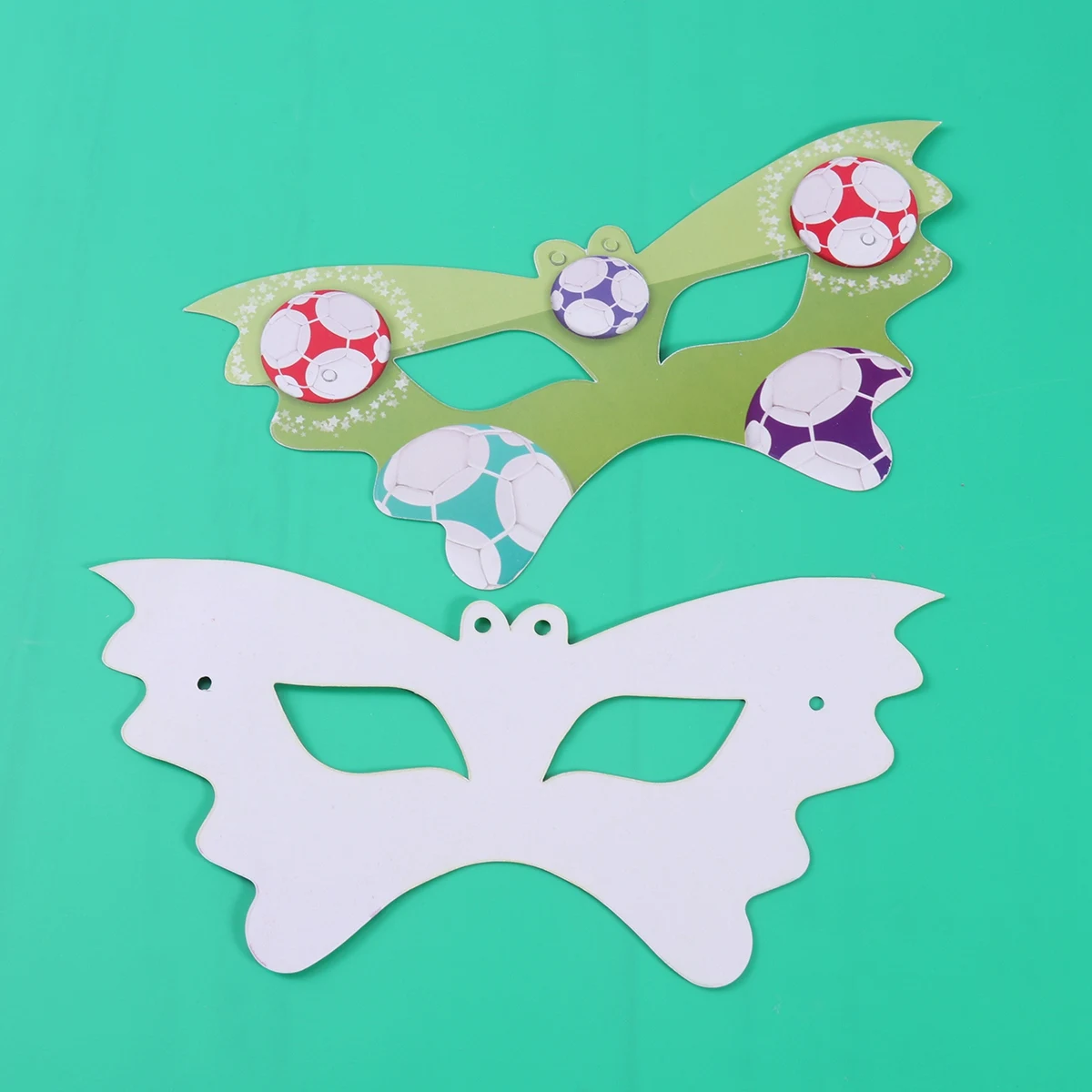 

6 pcs Soccer Half Face Masks Party Supplies Halloween Masquerade Costume Mask Adjustable Elastic Bands Green Sporty