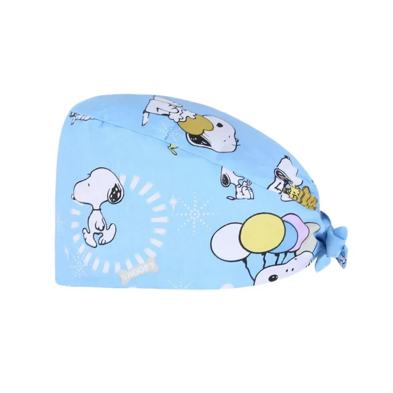 Snoopy Operating Cap Unisex Tooth Dentist Scrub Caps Cotton Print Operating Room Hat for Men Women Nursing Medical Surgicals Cap