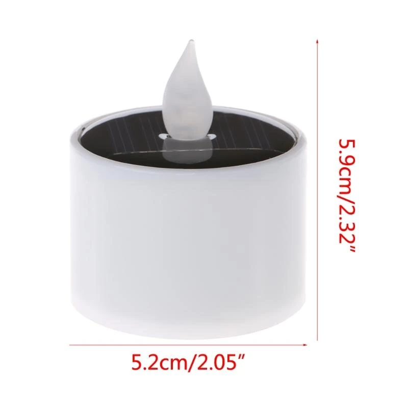 Solar Powered LED Light Yellow Flicker Tea Lamp Festival Wedding Romantic