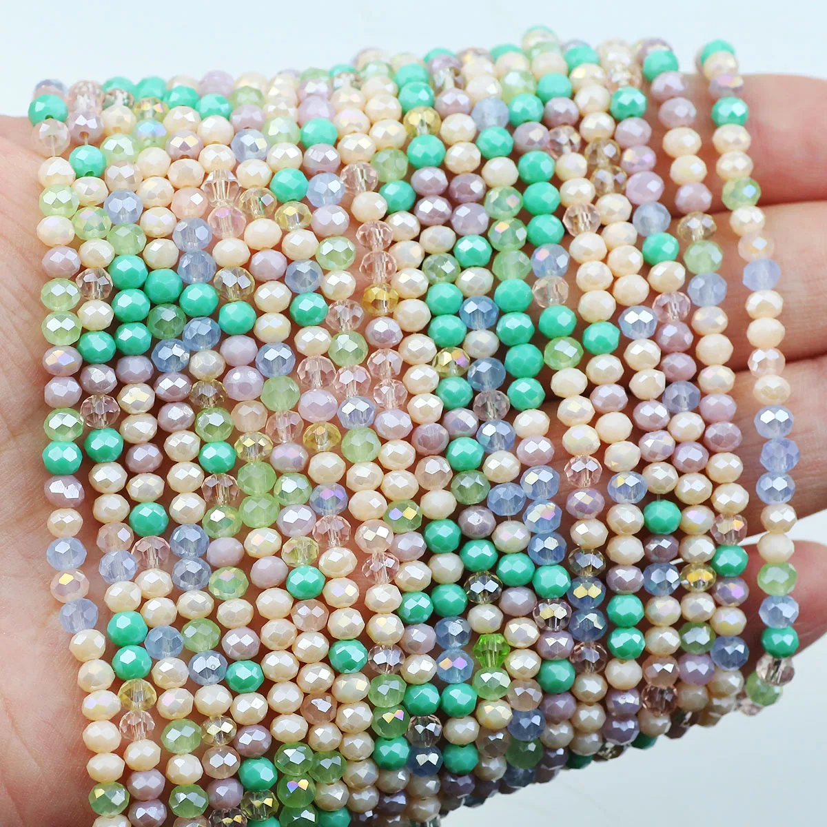 100/200/400pcs 4mm Crystal Glass Beads Green Series Flat Round Spacer Loose Beads For Jewelry Making DIY Bracelets Accessories