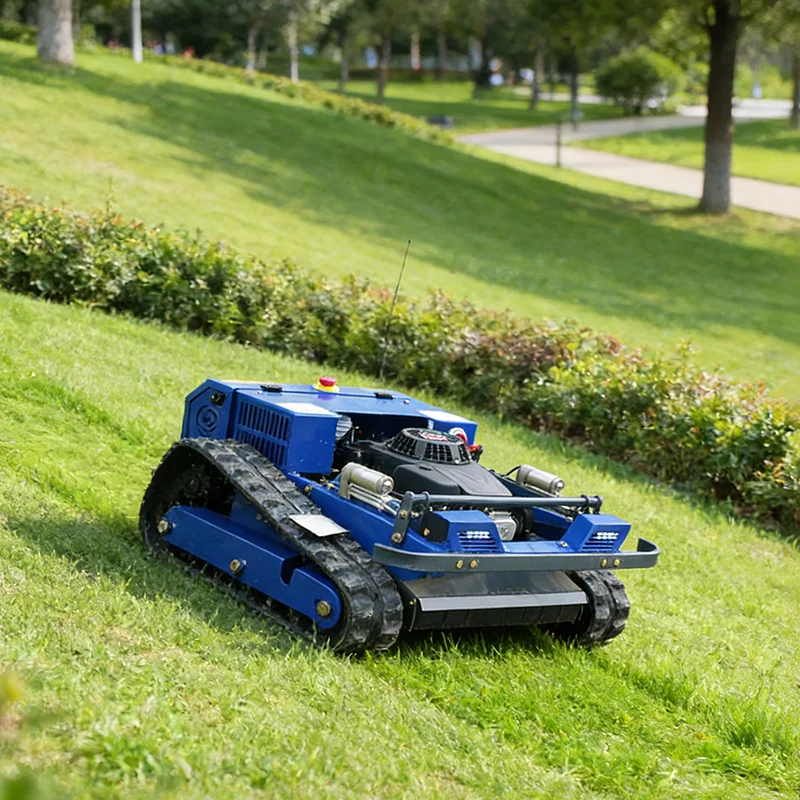 

Customized tracked remote-controlled lawn mower, specially designed for mountainous lawns and land clearing