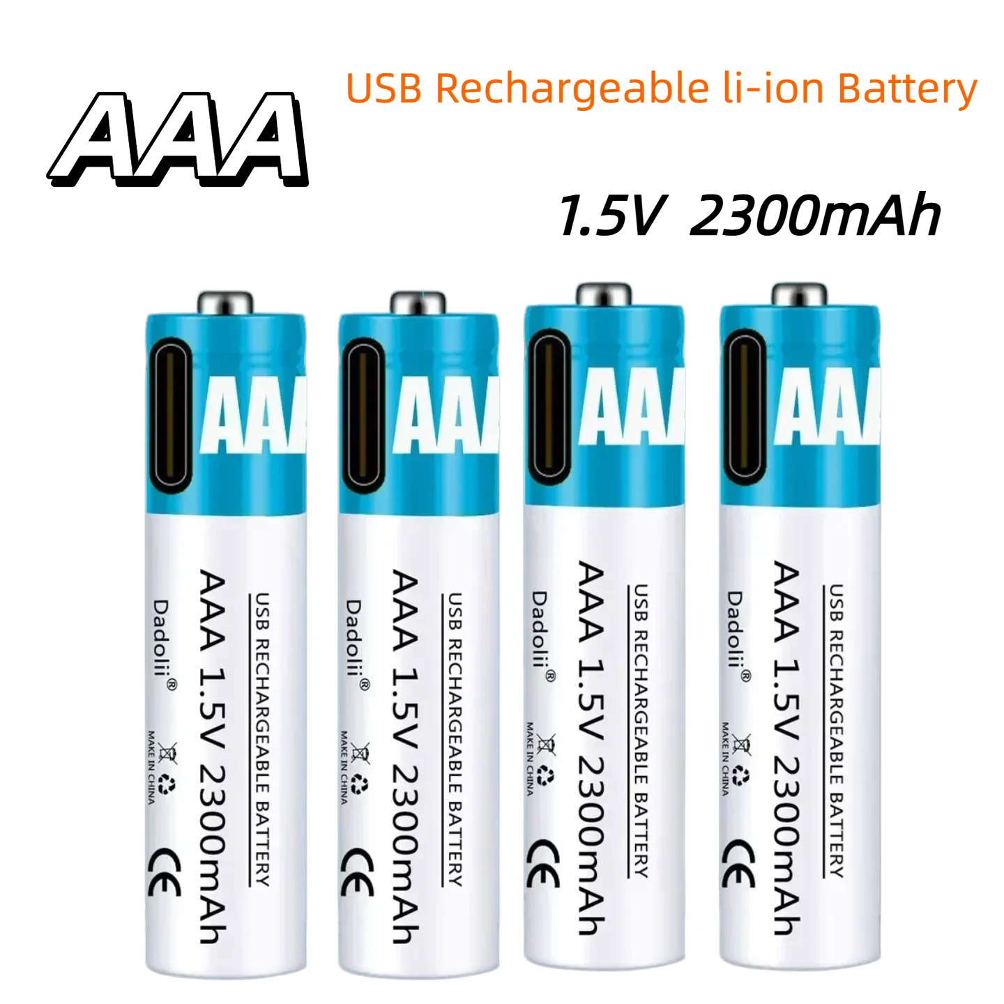 

New 1.5V AAA Rechargeable Battery 2300mAh Lithium Polymer Battery USB Type-C Quick Charging For Remote Control Toy Flashlight