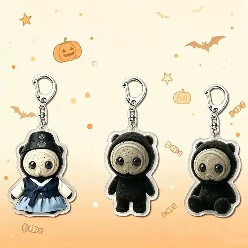 Korean Drama Ghost Peripheral Keychain Cute Cartoon Pendant Rice Cake Kid Black Espionage Backpack Pendant Creative Gifts