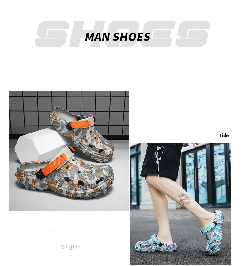 Neue männer Clogs Hausschuhe Sandale Männlichen Garten Schuhe Flache Camouflage Sandalen Männlichen Turnschuhe Outdoor-Flip-Flops Hause Clogs – Detail 3