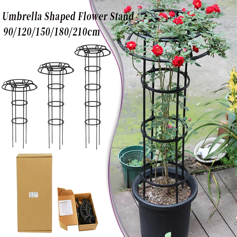 90-210cm Plants Umbrella Shaped Flower Stand,Rose Vines Climbing Trellis,Outdoor Assembled Plant Support Trellis Garden Decor