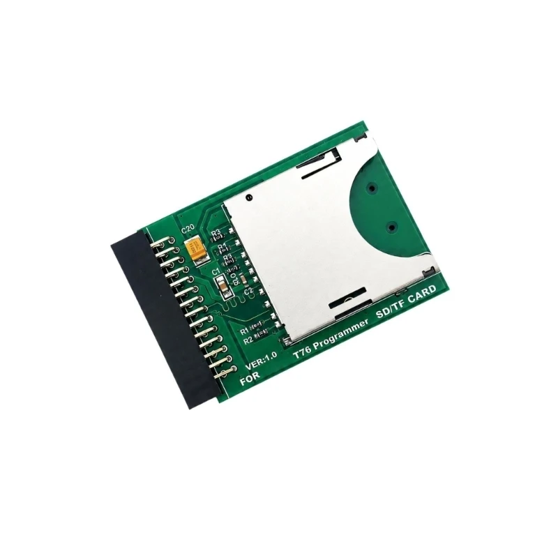 Green Circuit Board Programming Module for T76 with Card Slot and Straight Contact Layout for Repair and Production Programming