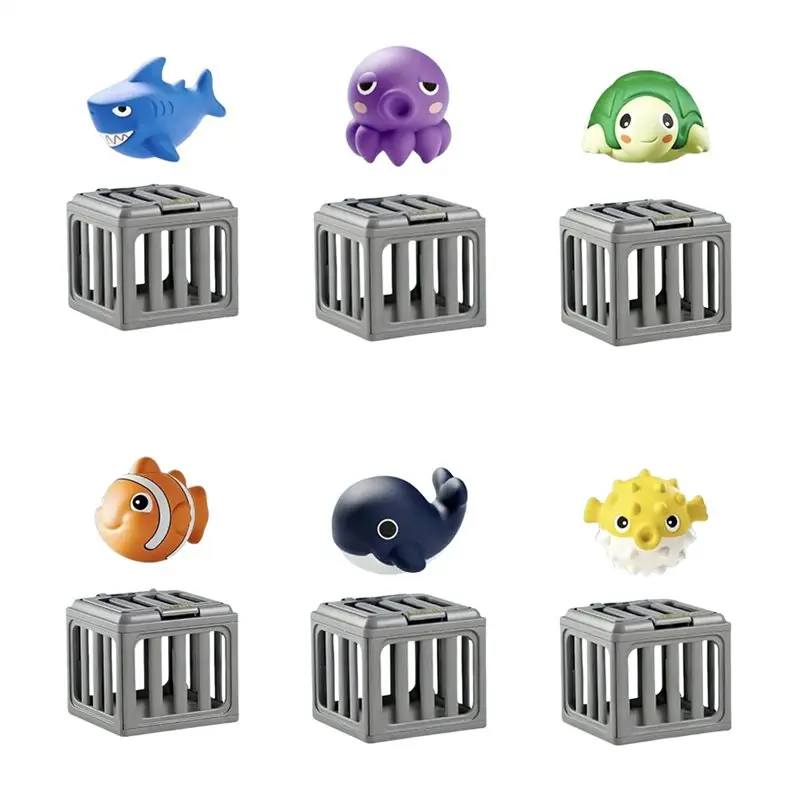 NEW HOT In Stock-Floating Animals Fish Box 6Pcs Pool Diving Toddler Bath Play Set Swimming Training Water Pools