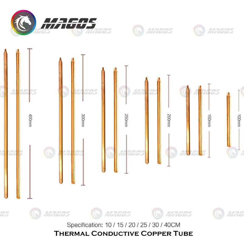 Full Copper Cooling Tube Tubing For Computer Laptop Notebook Radiator Heat Pipe Flat or Round Shape 100/150/200/250/300/400mm