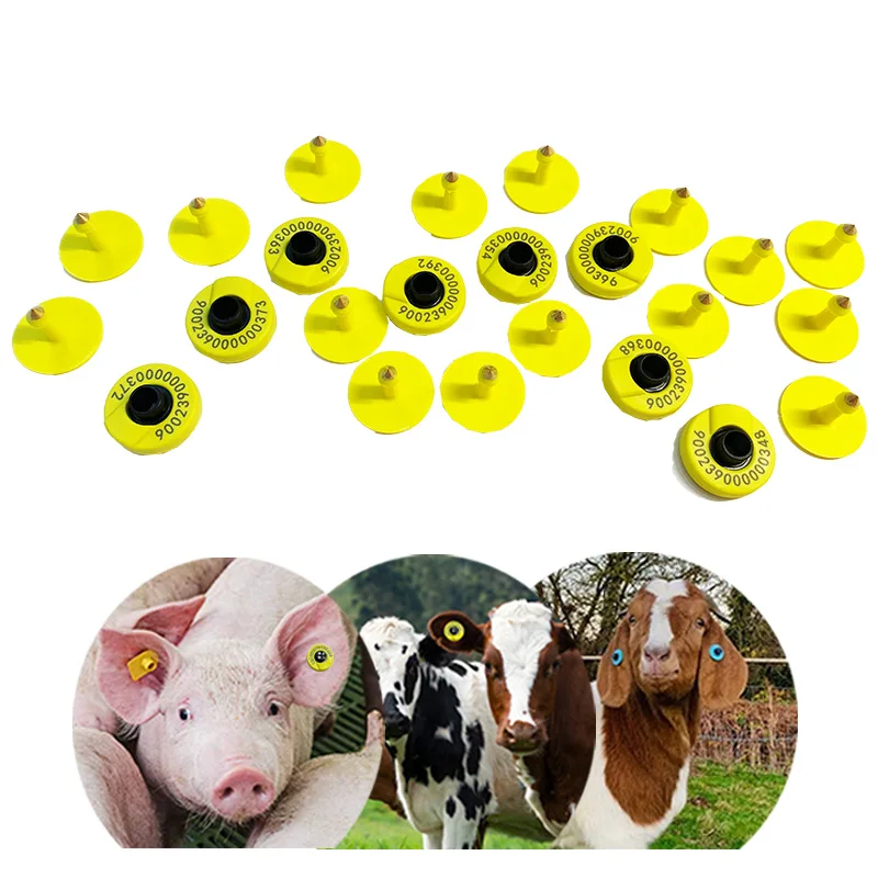 10pcs 고품질 재사용 가능한 동물 라운드 RFID EID 태그 ISO 11784 11785 FDX-B 134.2Khz 돼지, 돼지, 가축 관리 용 귀 마크