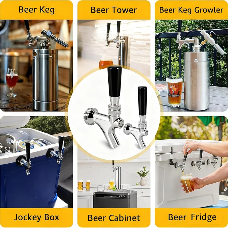 Draft Beer Tap Stainless Steel Core Keg Faucet Commercial Kegerator Tap for Beer Dispenser with Beer Tap Handle & Tap Plug image 5