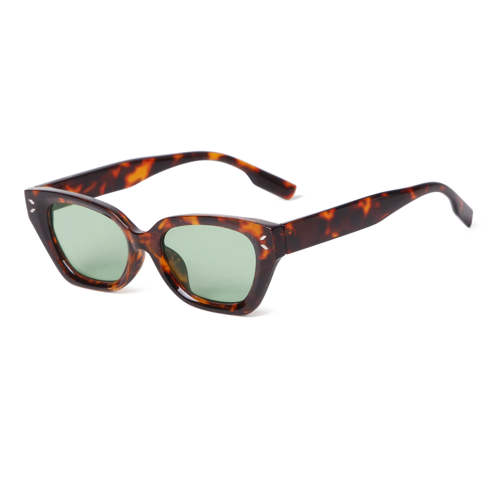 

ZXIAC Trendy Retro Cat Eye Sun Glasses for Men Brand Designer Rivet Decoration Small Frame Sunglasses Casual Street Shot Eyewear
